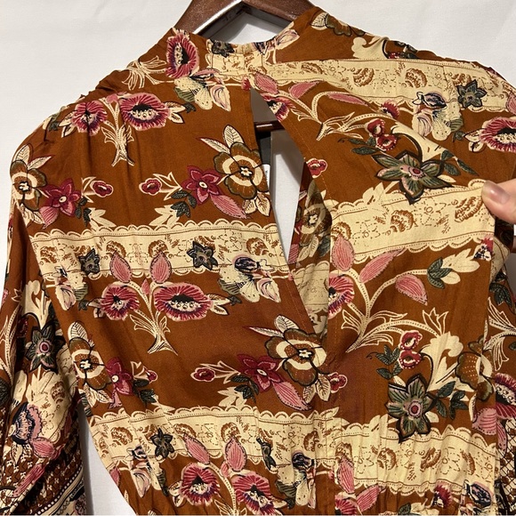 NWT Panache Brown Floral Kimono Long Wrap Dress Size M - Picture 6 of 16